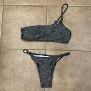 silver shiny bikini set